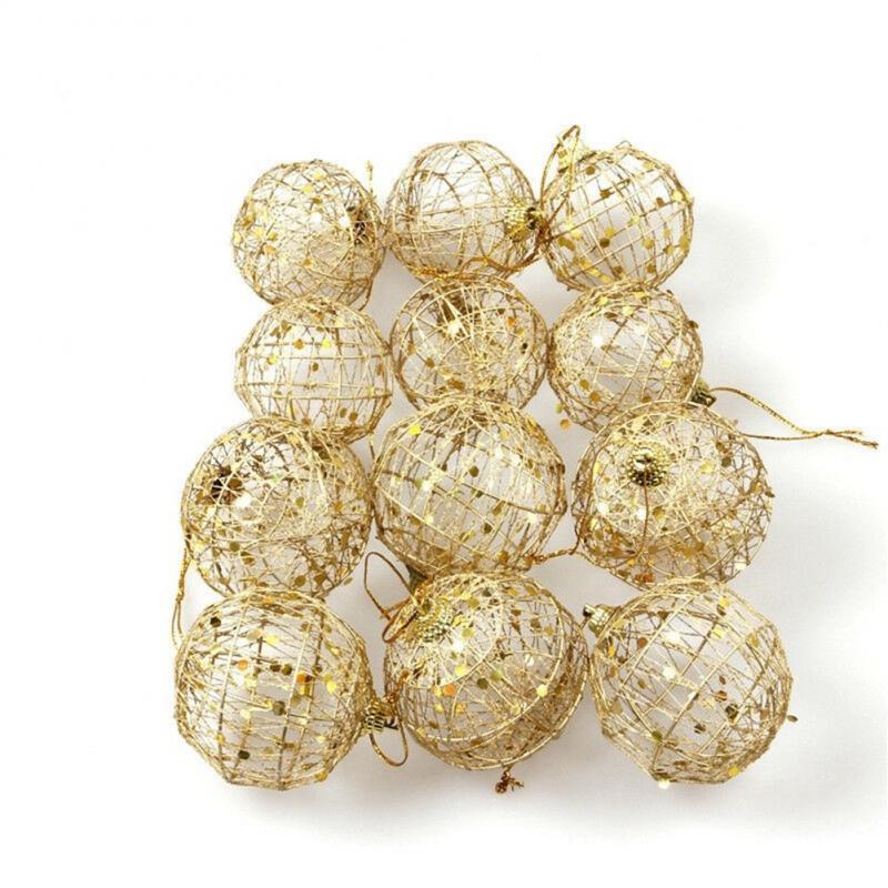 

Christmas Decorations 6PCS Tree Gold Ball Baubles Hanging Party Ornament Decoration Year Golden Dusted 5/6CM With Scales
