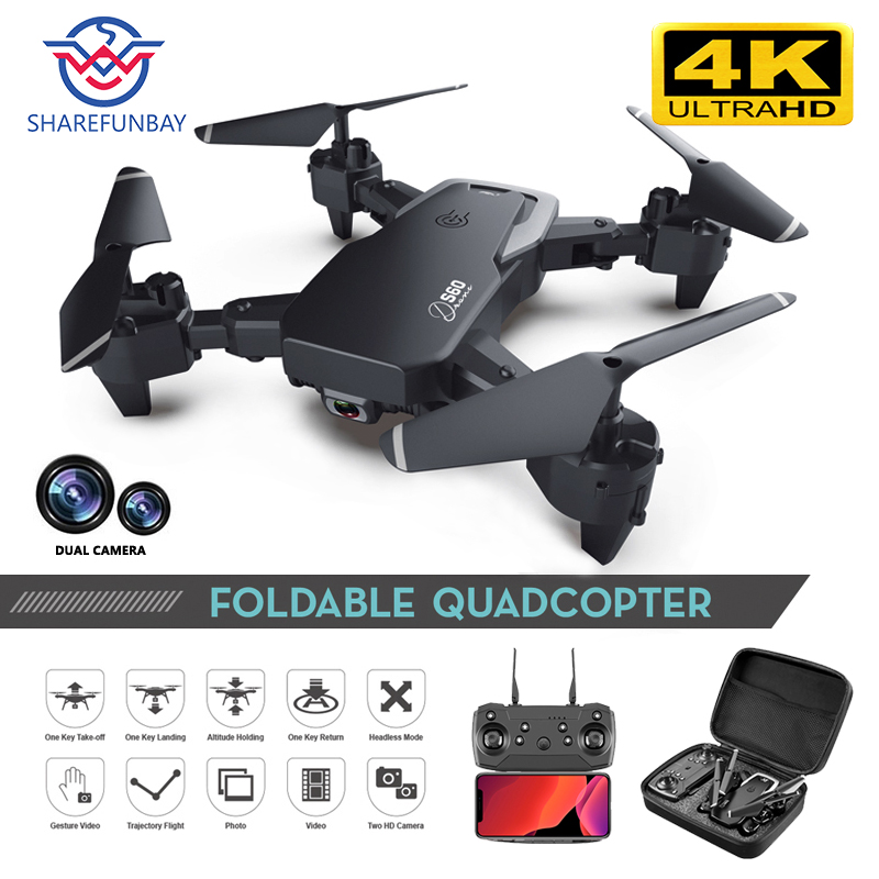 

SHAREFUNBAY Drone 4k HD Wide Angle Camera 1080P WiFi fpv Drone Dual Camera Quadcopter Height Keep Drone Camera, Black