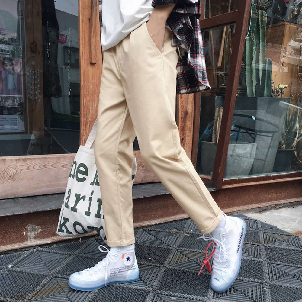 

Capri men's loose youth Korean fashion versatile straight tube Harajuku student casual pants, Black