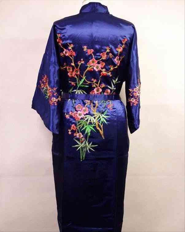 

Free Black Chinese Womens Satin Silk Embroidery Robe Kimono Bath Gown Flower Size S  L Xl Xxl Xxxl W3s002, Black;red