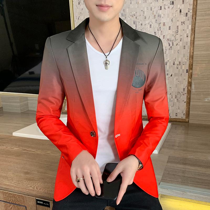 

New Men's Blazer Fashion Spring Summer Clothing Male Suit Jacket Gradient Color Casual Slim Fit Fancy Party Singer Blazzer Coat, White;black