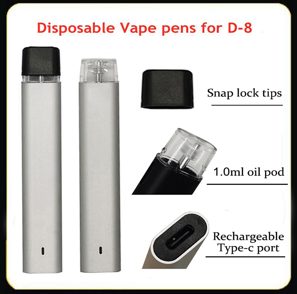 

Thick Oil Vape Pen D8 Disposable Vapes 1.0ml Pod E Cigarettes Kit 240mah Battery Rechargeable Ecig Starter Kits Empty Carts Alloy Vaporizer