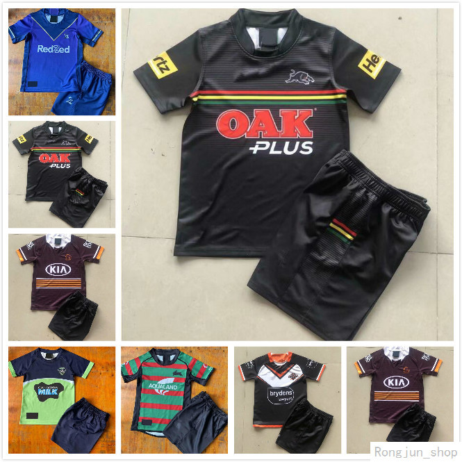 

Kids Kit 2021 2022 Rugby jerseys Melbourne Broncos West tiger Rabbit Leopard home away boys jersey child set children suit 21 22 top quality, 2021 kids kit