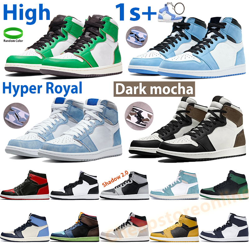 

Men air jordan 1 basketball shoes OG high 1s sneakers dark mocha university blue patent bred shadow hyper royal lucky green chicago toe mens trainers, 38. white black volt