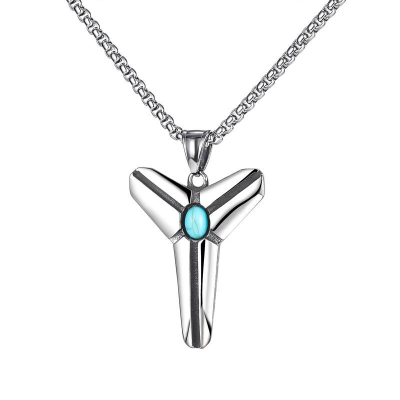 

Chains POTCET Korea 2021 Fashion Men's Stainless Steel Triangle Titanium Necklace Pendant Retro Hip Hop Jewelry