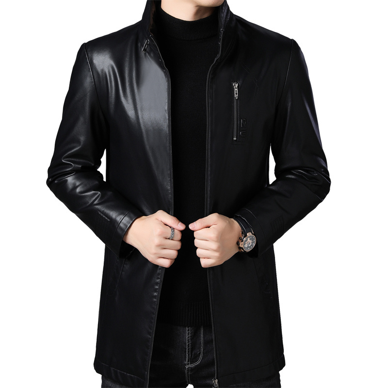 

2021 New High Quality Jackets Winter Fashion Mandarin Collar Fur Men Business Casual Faux Leather Coat Mens Jacket Sfsq, Green