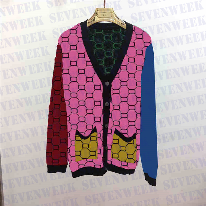 

Designers Letter Sweater Coat For Women Autumn Winter Long Style Cardigan Rainbow Knits Jacket Womens Clothing, Colorful