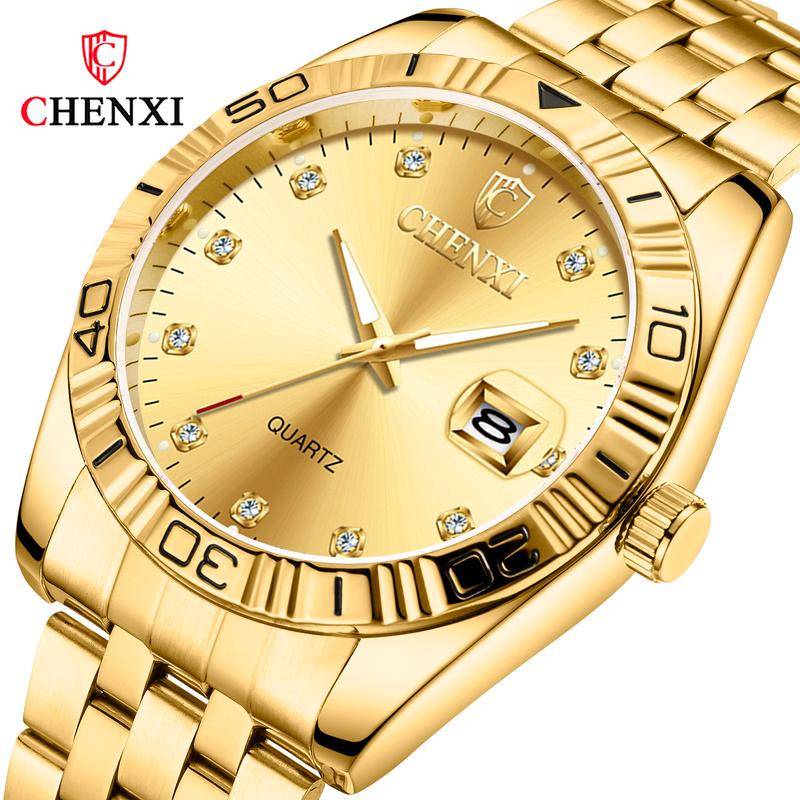 

Wristwatches CHENXI Men's And Women's Watches Full Gold Plating Luminous Waterproof Large Dial Luxury Couple Quartz WA170, Woman