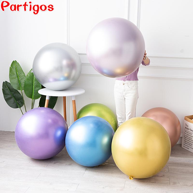 

2Pcs Metal Balloons 36 Inch Latex Giant Balloon Inflatable Wedding Decor Helium Balloons Happy Birthday Party Supplies Kids Gift