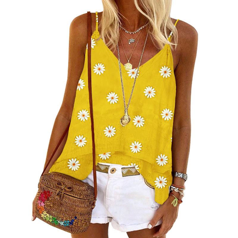 

2021 New Vintage Fashion t Women Summer Floral Off Shoulder T-shirt Sleeveless Top Woman Plus Size Oversized Tee Shirt Femme 7rx8, Yellow