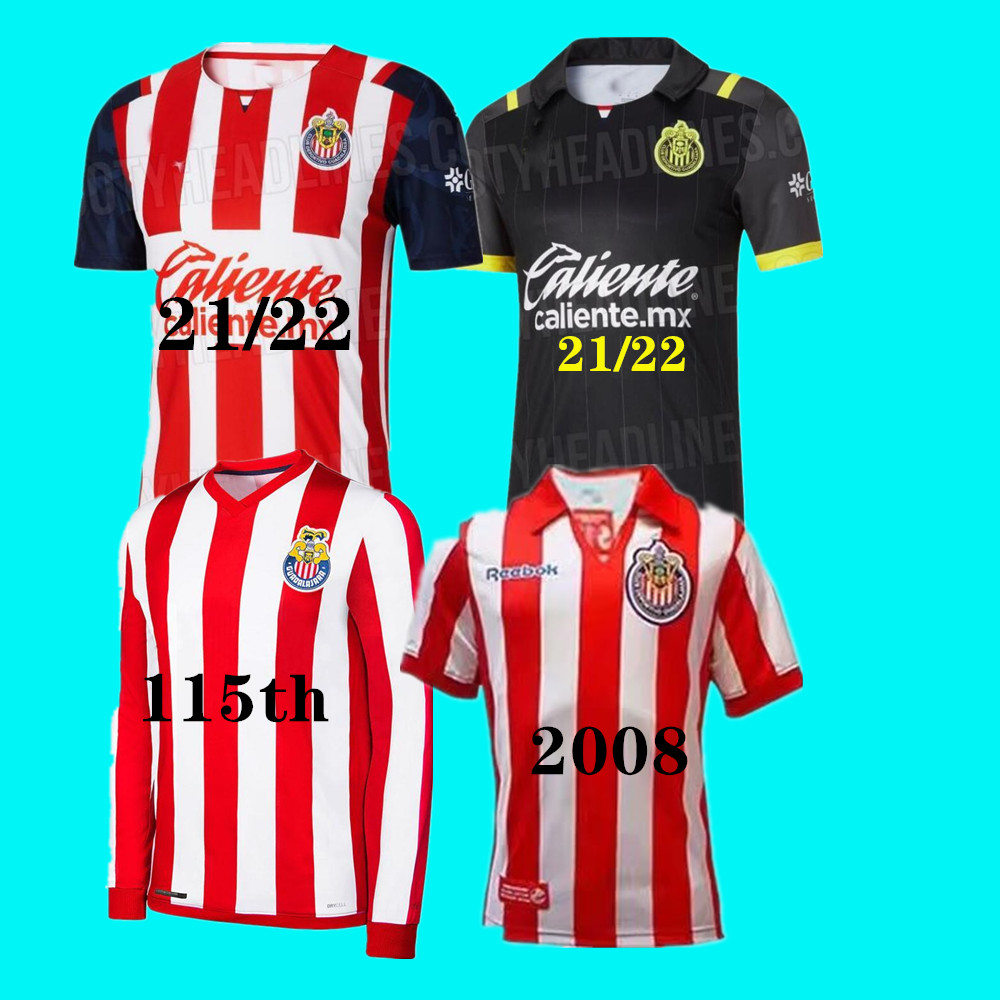 

21 22 Chivas Soccer Jersey 115TH 2008 110 Retro Long sleeve anniversary SPECIAL MACIAS I.BRIZUELA A.VEGA home away 3rd football men shirt