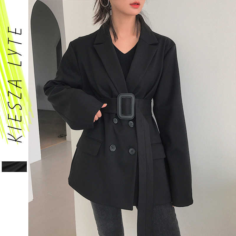 

Women's Trench Coat Autumn Solid Black Oversize Belted Jackets Female Winter Outerwear Streetwear Chic Windbreaker Casaco 210608, Short regular lining