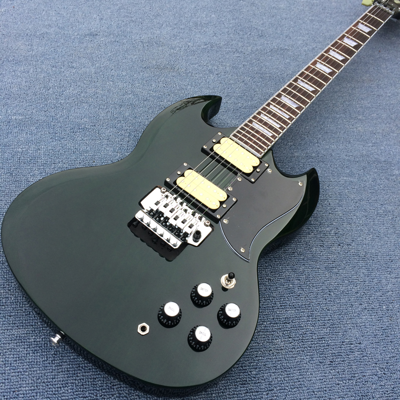

High Quality blackish green SG Electric Guitar,Mahogany body and neck,Rosewood Fingerboard,tremolo bridge,180414