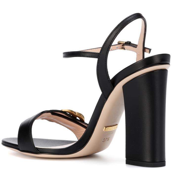 

Fashion Women Leather Sandals Letter Gold-tone Metal Summer Designer Lady Ankle Strap Buckle High Heel Rubber Outsole Sandal Size35-42, Shoes dustbag