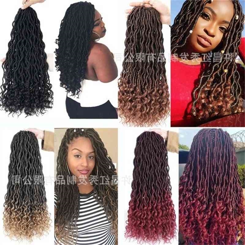 

fiber Crochet wig Chemical receiving barrel 18 inch godess Faux locs curl2, #1b