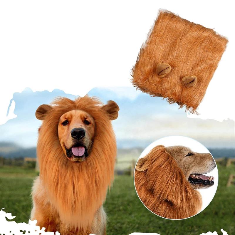 

Dog Apparel Pet Cat Cosplay Clothes Transfiguration Costume Lion Mane Warm Wig Large Party Decoration With Ear Accessories