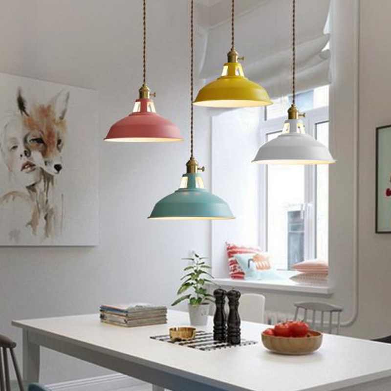 

Pendant lamp Retro Industrial Style Colorful Restaurant Kitchen Home Lamp Vintage Hanging Light E27 Iron Lampshade Decorative Lamps