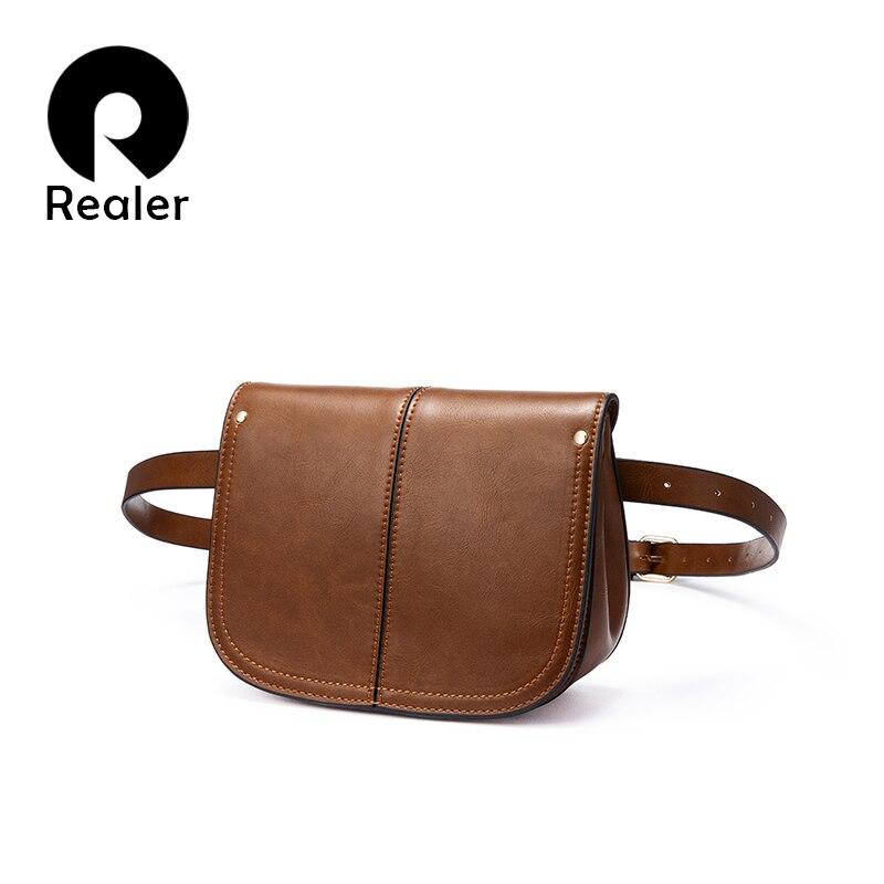 

Waist Bags REALER Fanny Pack For Women Bag Female Small Crossbody Ladies Belt PU Leather Fashionable Chest Handbag