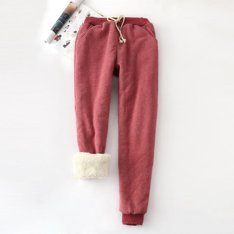 

Women's Pants & Capris Winter Lambskin Thicker Elastic Waist Loose Large Size Solid Color Cotton Harem Women Casual Warm Trousers, Black;white