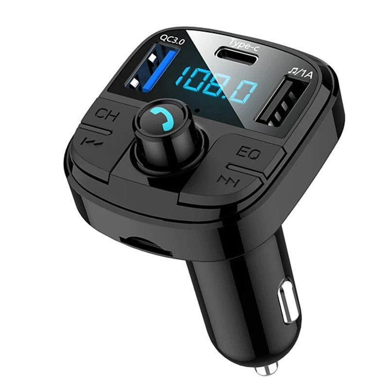 

Dual USB Car Charger Quick Charge QC 3.0 Bluetooth 5.0 FM Transmitter MP3 Music Player Wireless Adapter Modulator Handsfree Calling Audio Receiver For Iphone 12, Black