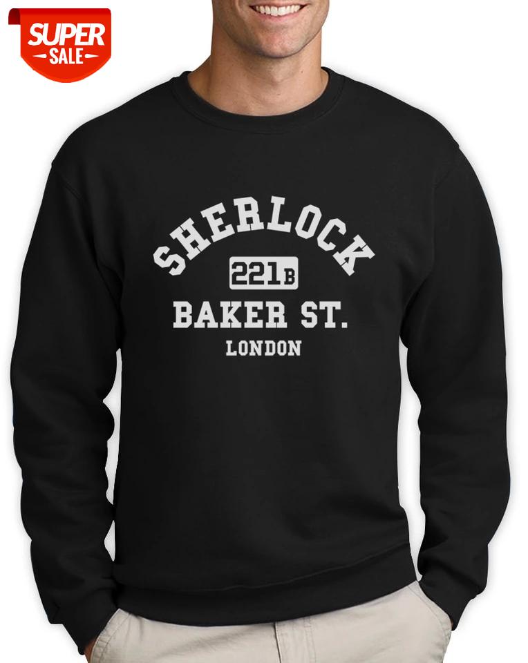 

221b BAKER ST Sweatshirt Show SHERLOCK LONDON HOLMES Funny Trend Hipster Jumper crewneck winter cotton fleece hoodie sweatshirt #Rv6O, Black
