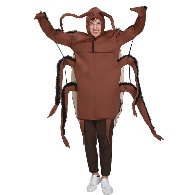 Mascot Costumes Halloween Costume Men Cockroach Jumpsuit Adult Insect Romper Carnival Party Fancy Dress-image-748725203