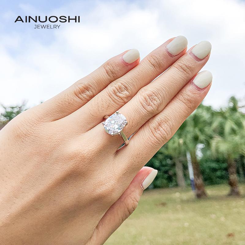

Cluster Rings AINUOSHI Solitare 9x12mm Oval Cut Simulated SONA Diamond Silver Engagement For 925 Exquisite Jewelry Gifts
