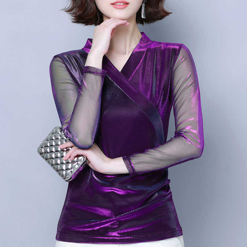 

Blusas Mujer De Moda Long Sleeve Blouse Women V-neck Blouse Shirt Women Clothes 3XL 4XL Plus Size Blouse Tops Women C224 210602, Purple