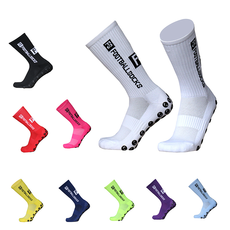 

New Style FS Football Socks Round Silicone Suction Cup Grip Anti Slip Soccer Socks Sports Men Women Baseball Rugby Socksk81, D sky blue