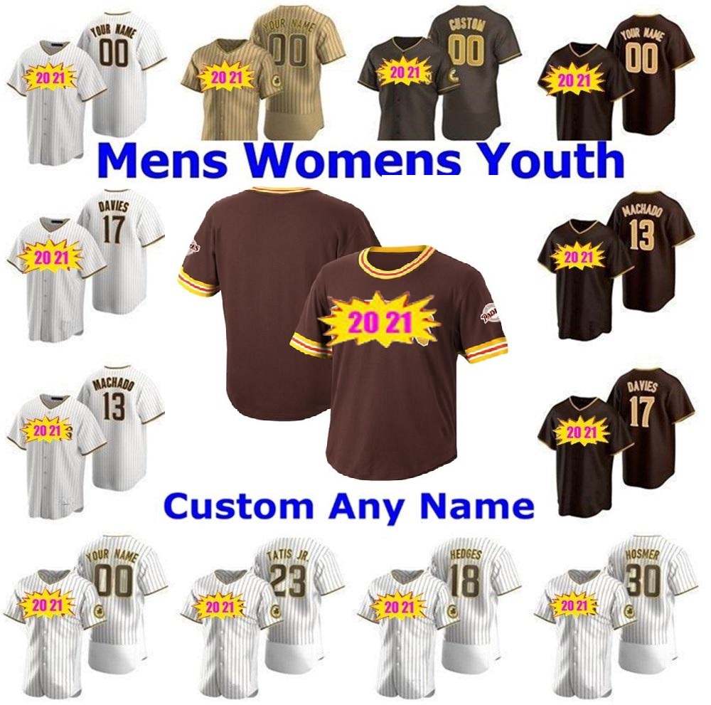 

2020 2021 San Diego Men Women youth kids Fernando Tatis Jr Manny Machado Tony Gwynn Eric Hosmer Brown Is Back Padres Baseball Jerseys, Blue;black