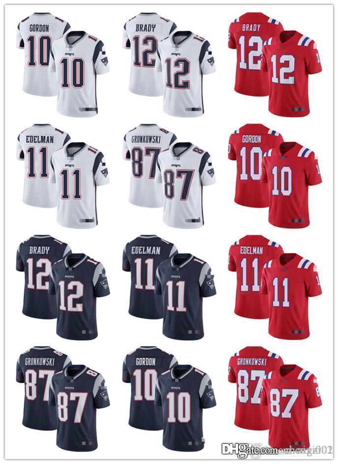 

Mens Womens Youth New Englands Patriots 12 Tom Brady 87 Rob Gronkowski 11 Julian Edelman 10 Josh Gordon custom Football Jerseys, Black;red
