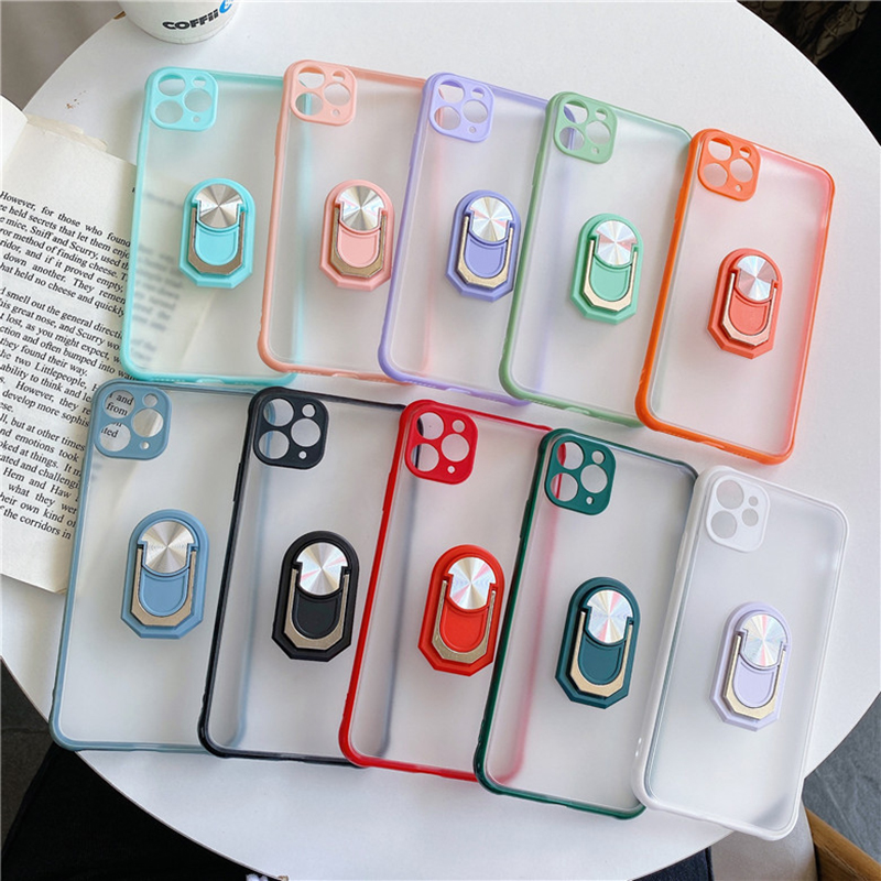 

Ring Holder Kickstand Hybrid TPU PC Shockproof Hard Phone Cases for iPhone 12 11 Pro Max XR X 6 7 8 Plus Small Camera Holes Lens Protection Cellphone Cover, #2