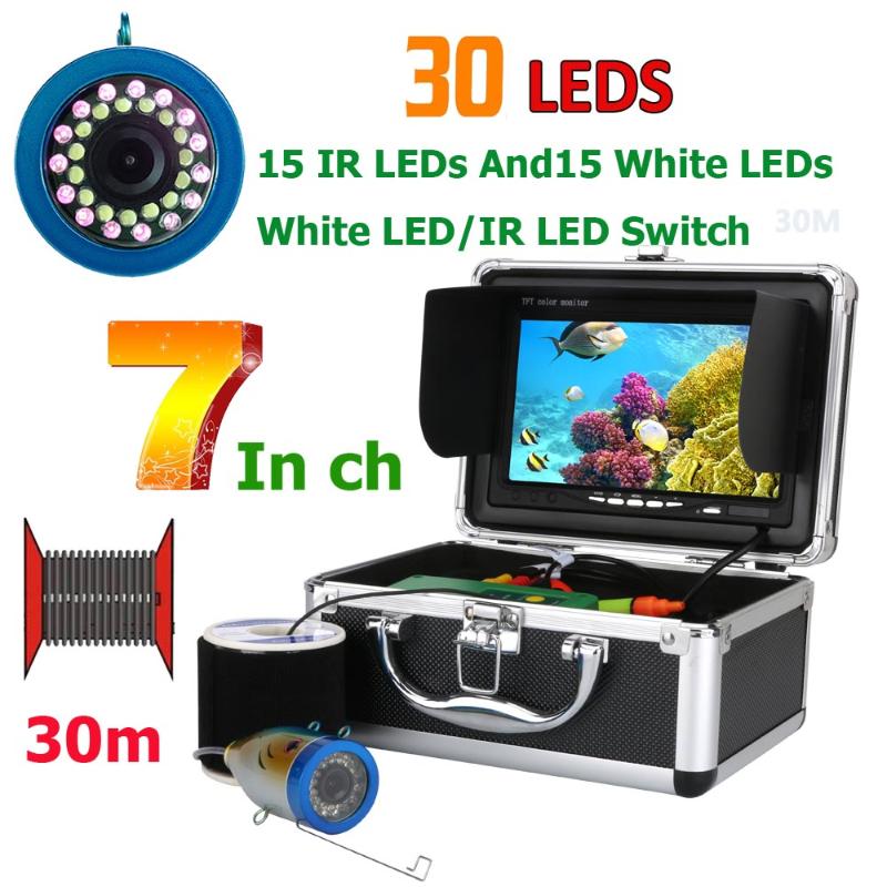 

Fishing For Ice/Sea LEDs Finder 50M Camera White Lamp 7" 1000TVL Fish Inch Underwater + 15pcs 30M 15M Infrared