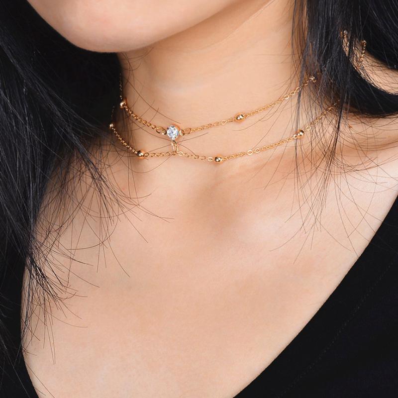 

Chokers Ladies Alloy Bead Rhinestone Necklace