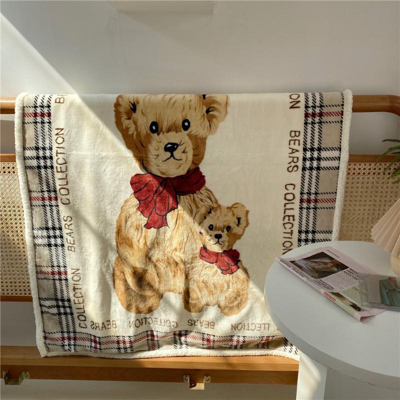 

Blankets & Swaddling INS Cute Baby Quilt Blanket Cartoon Bear Born Comforter Kindergarten Air Conditioner Kids Lunch Break Bedding