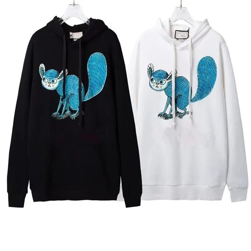 

Men's Hoodies Autumn high-quality animal print men and women the same couple all-match terry hooded sweater M-2XL, Black