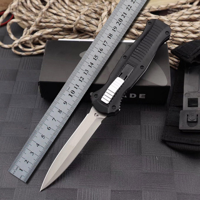 

Bench BM 3300 made 3310 Automatic Knife Out the front Double Action Auto D2 spear point Plain Tactical EDC survival knife 3310BK Tools