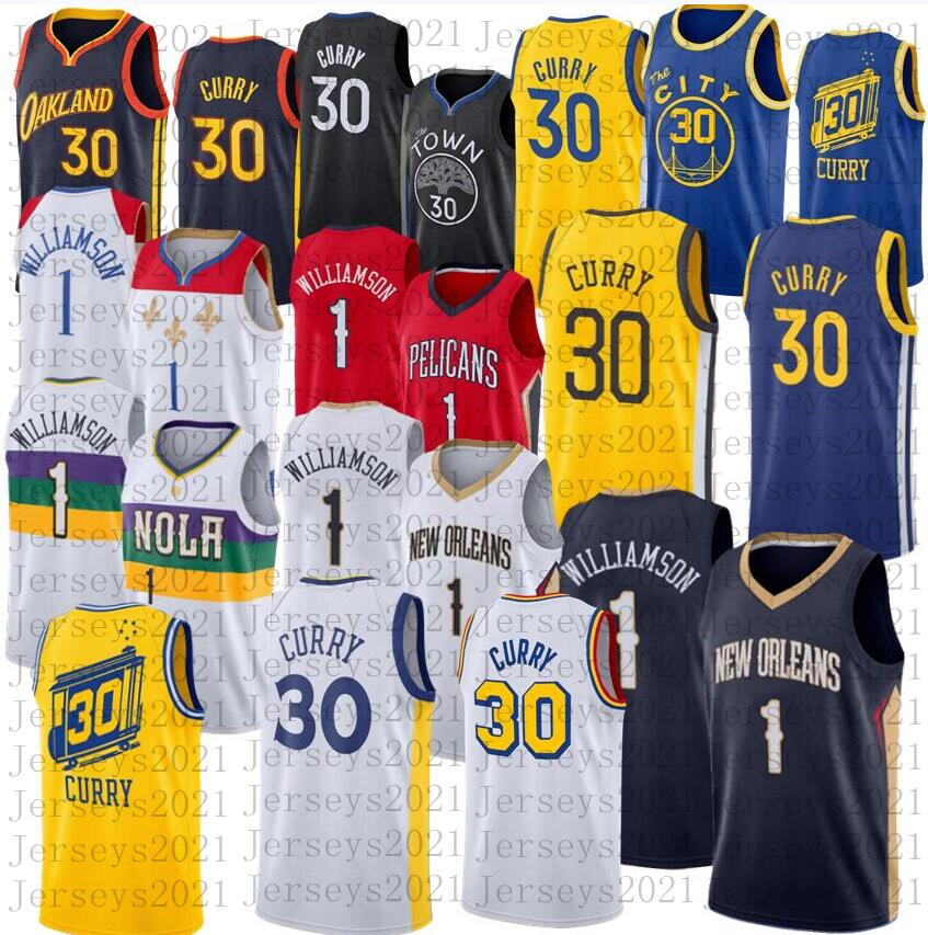 

Mens Zion Basketball Jersey #1 Williamson Stephen 30 Curry Stitched jerseys, As