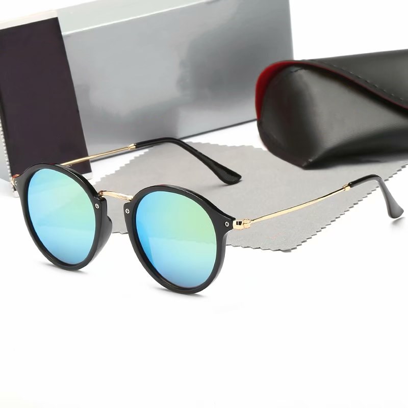 

Classic Round Sunglasses Brand Design UV400 Eyewear Metal Gold Frame Sun Glasses Men Women Mirror 2447 Sunglasses Polaroid glass Lens
