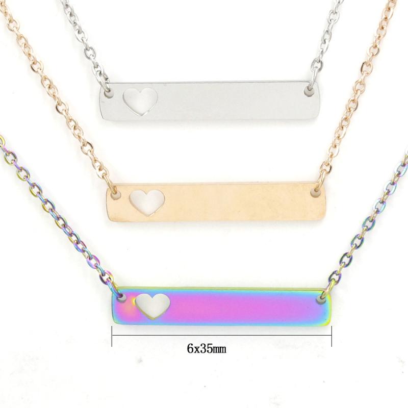 

Pendant Necklaces Stainless Steel Blank Bar & Heart Necklace For Engrave Rectangle Mirror Polished Wholesale 10pcs