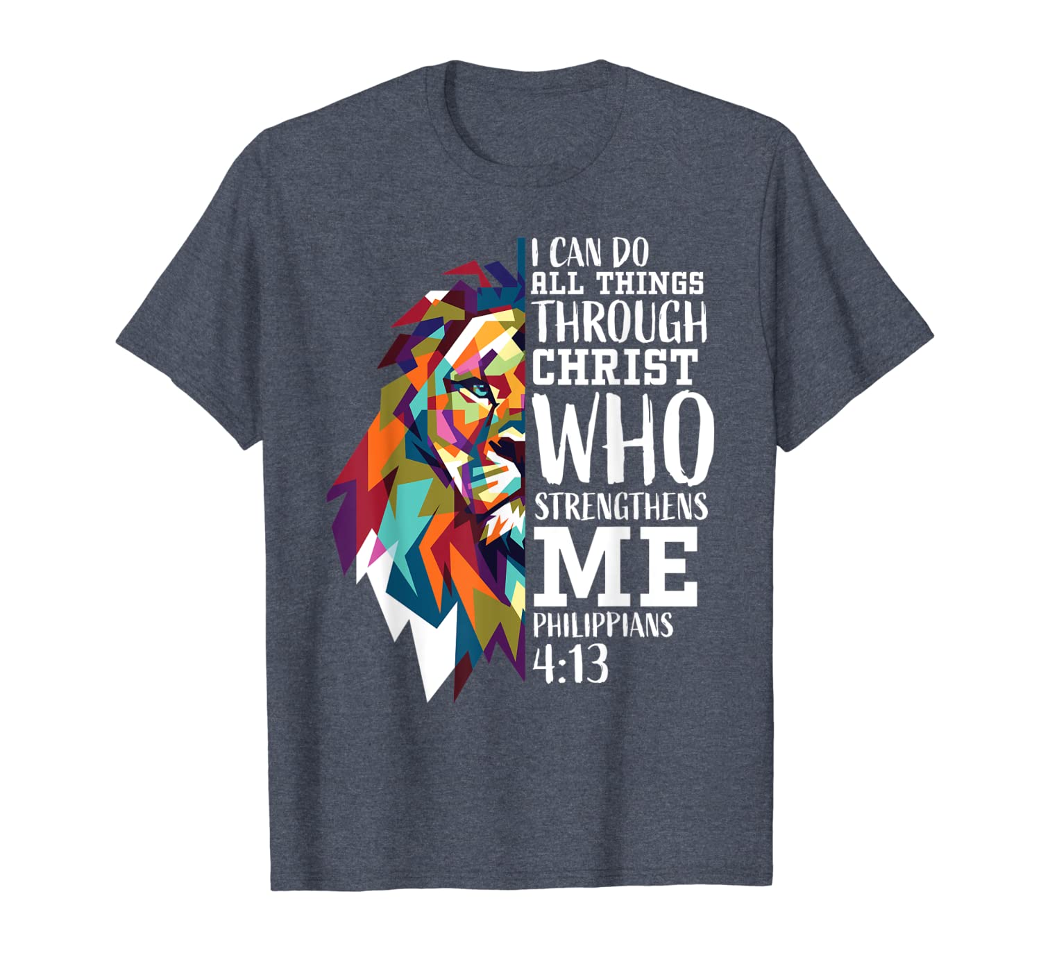 

christian gifts men lion philippians 4:13 religious him her t-shirt, White;black