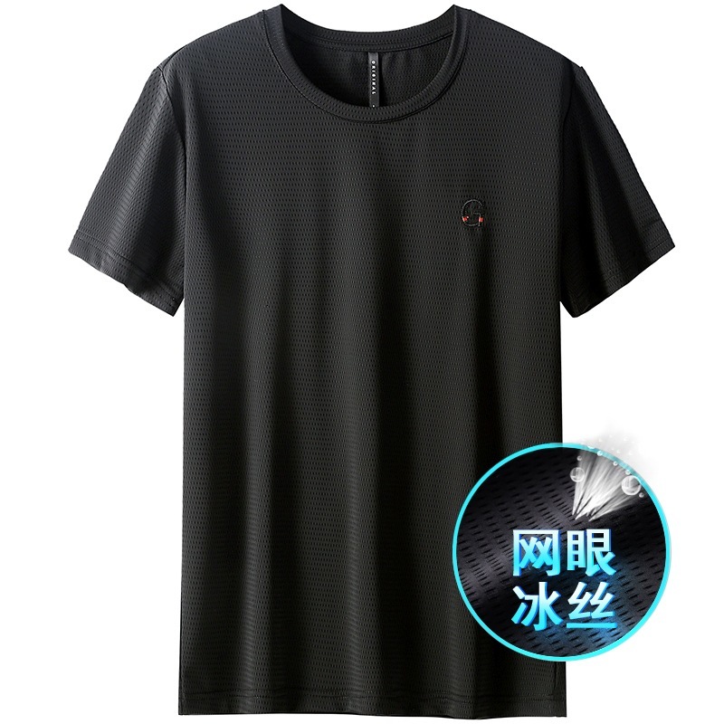 

men's t shirts summer ice mh short sleeve t-shirt leisure sports quick drying thin round neck 506, White;black