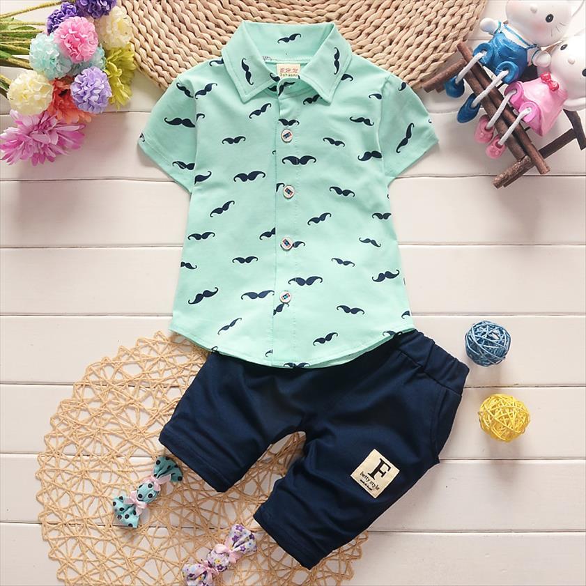 

baby shirt clothing set boys girls cute summer casual wear cartoon mustache denim childrens clothes 1 4 ye, White