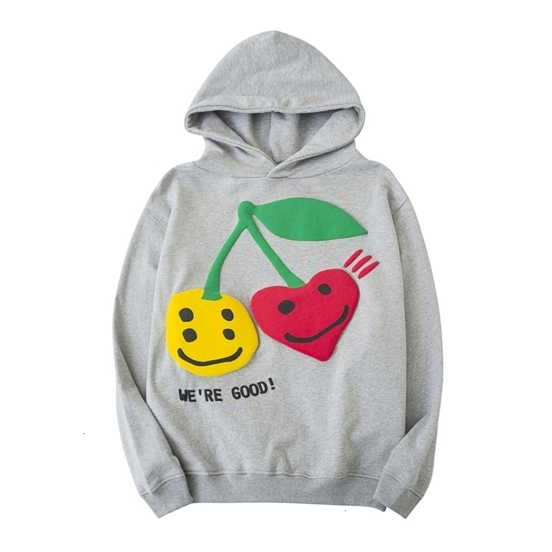 

Cpfm co branded human made cherizi cherry smiley face double sided foam printed HoodieYLR, Gray