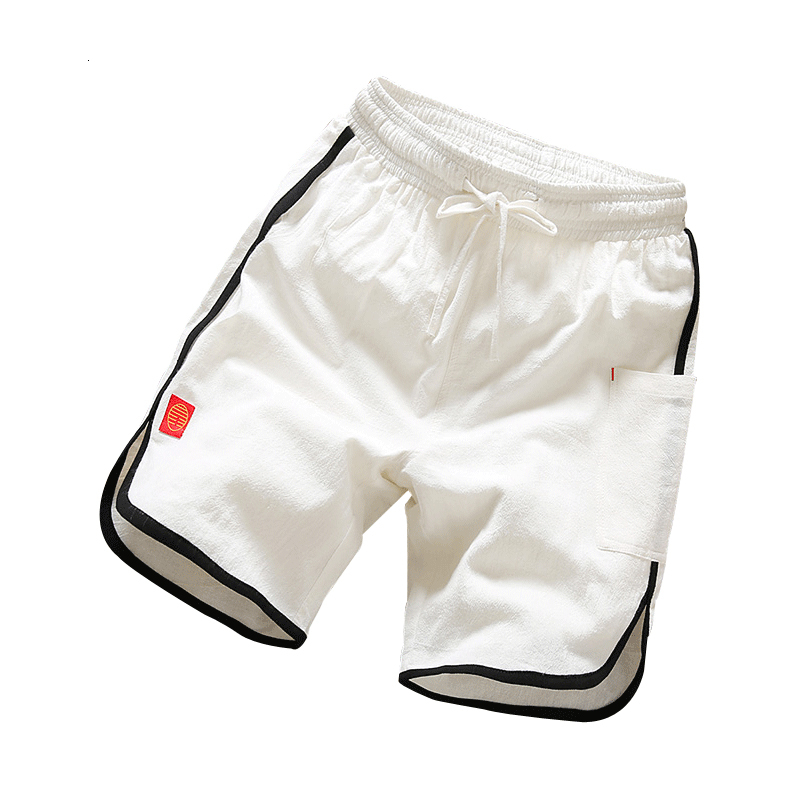 

2021 New Vero Curtos De Algodo Cales Esportivos Personalidade Listras Borda Shorts Casuais Soltos Respirveis Masculinos Obmr, Black