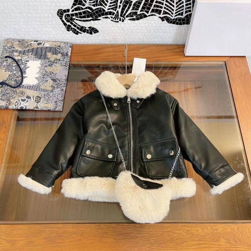 

Coat Children's Clothing 2021 Winter Christmas Gift Super Warm Girls Short Thickened Distribution Bag Leather Wool Collar, Blue;gray