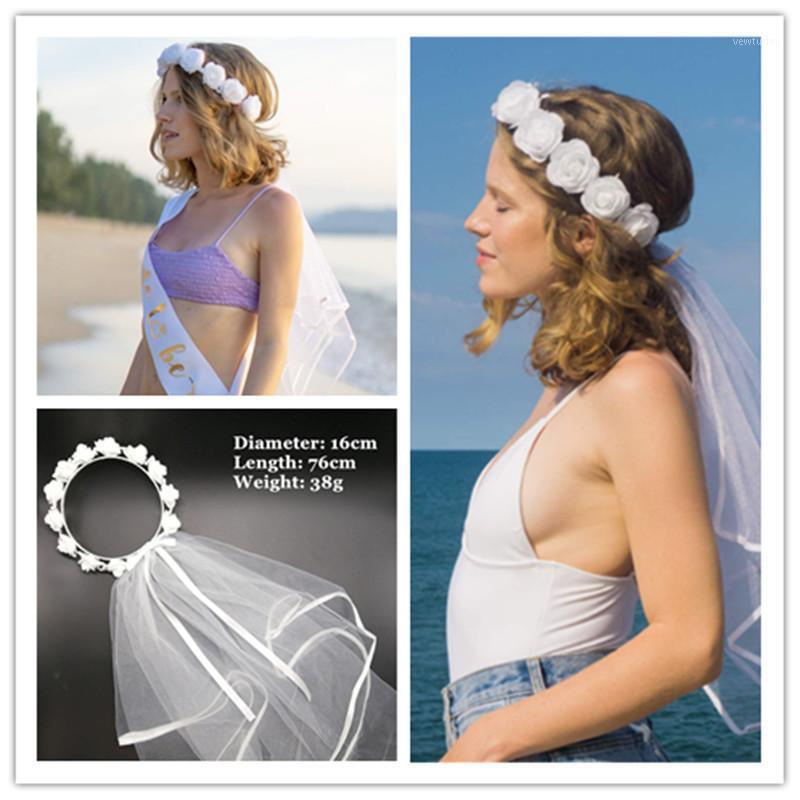 

Party Decoration Wedding Bridal Veil Shoulder Strap Team Bridesmaid Wreath Wrist Flower Bride Shower Headdress Accessories-C