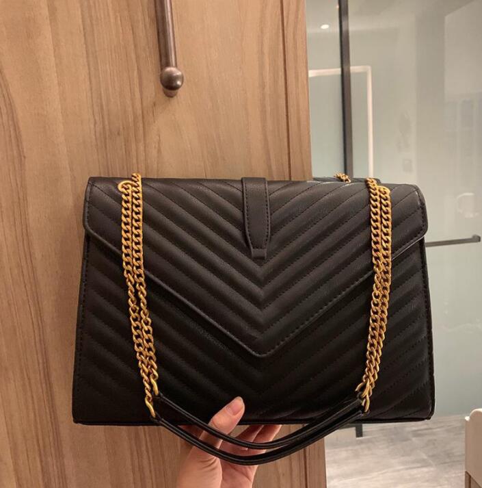 

Luxury Women Leather Handbag Fashion Casual Chain Shoulder bags Messenger Bag Famous Classic Purses Brand Designer Crossbody Bag Lattice, Black