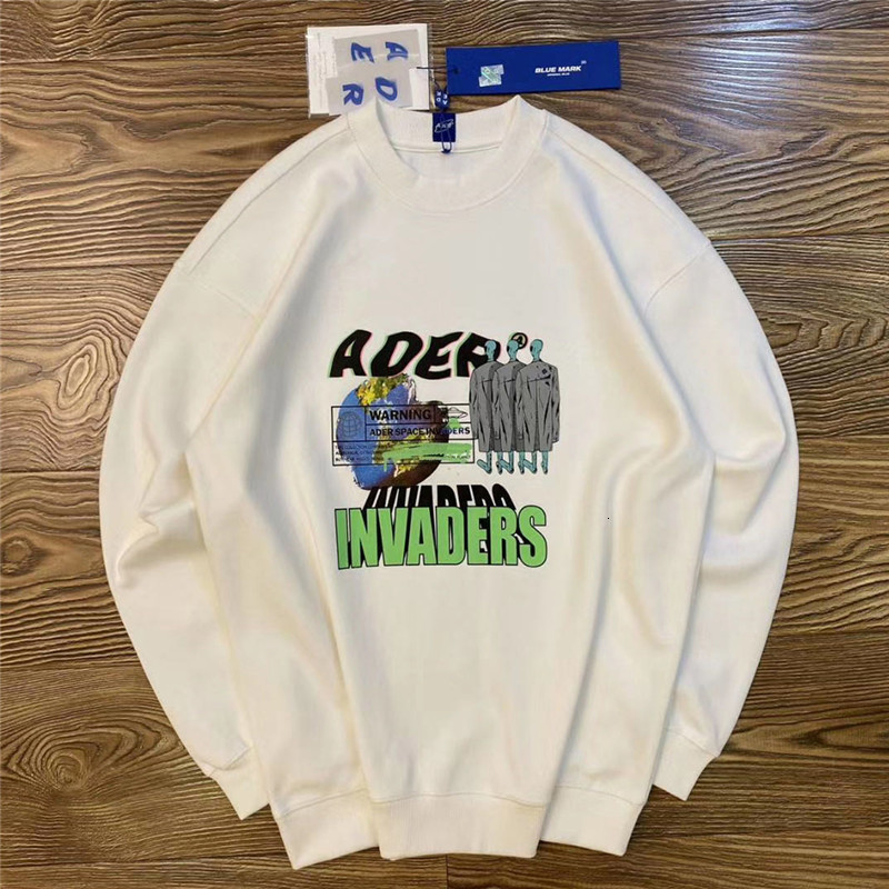 

2021 New Monster Tag Adererror White Sweatshirts Men Women 1:1 High Quality Space Invaders Pullover Oversize Ader Error Hoodie X3ai