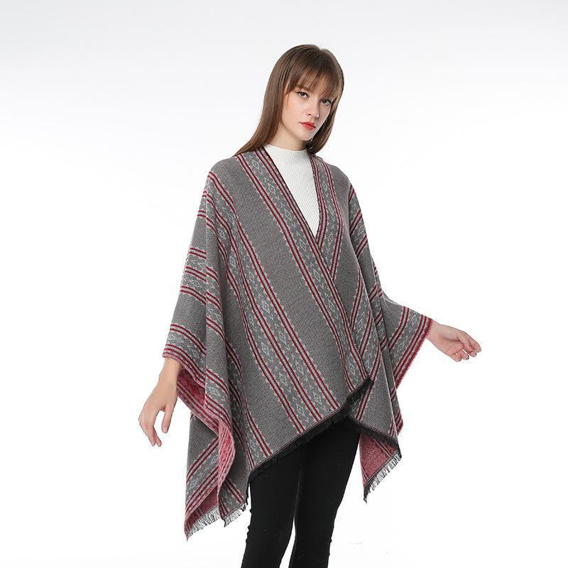 

Scarves Imitation Cashmere Blanket Split Unisex Shawl Scarf European And American Warm Cloak Air Conditioning Poncho Cape Bufanda